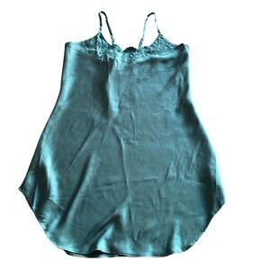 Inner Most Emerald Green Satin Chemise Nightgow Medium Vintage Romantic layering